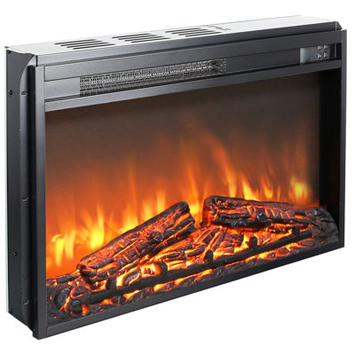26" Electric Fireplace Insert: Ultra Thin Heater With Log & Realistic Flame, Remote Control, Timer, Overheating Protection, 1400W Heat, 5000 /H, Easy To Install 26 Inch Insert - Flame Effect ,