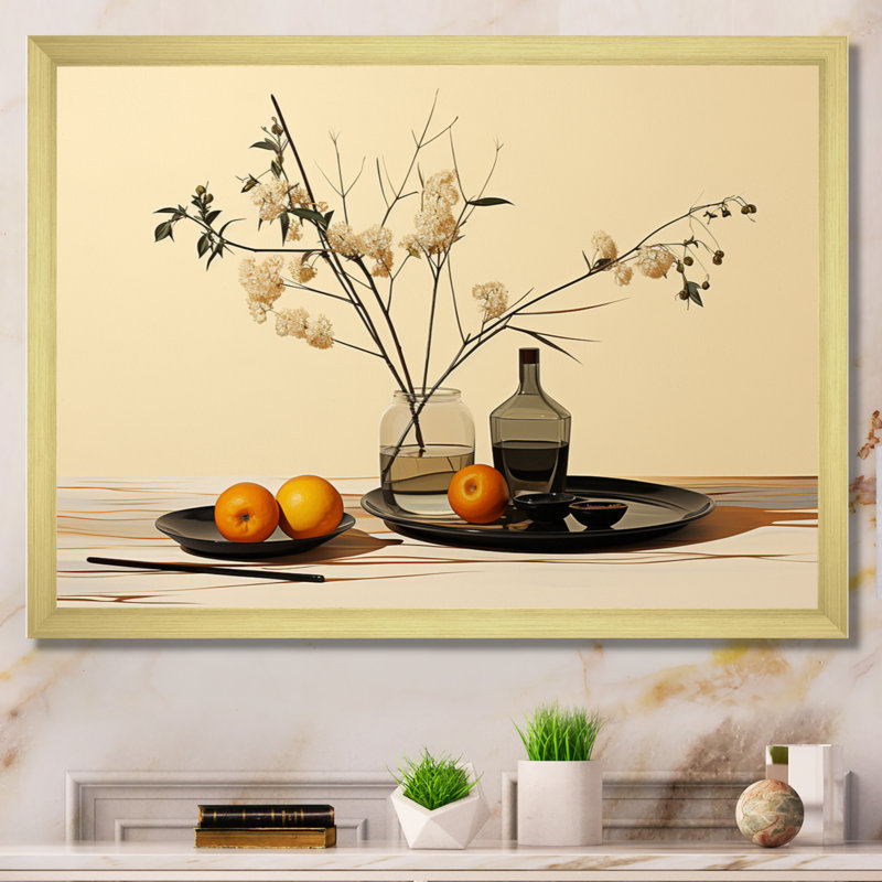 Beige Pottery Abstract Still Lifes - Abstract Still Lifes Wall Decor, Cadre doré à une seule photo