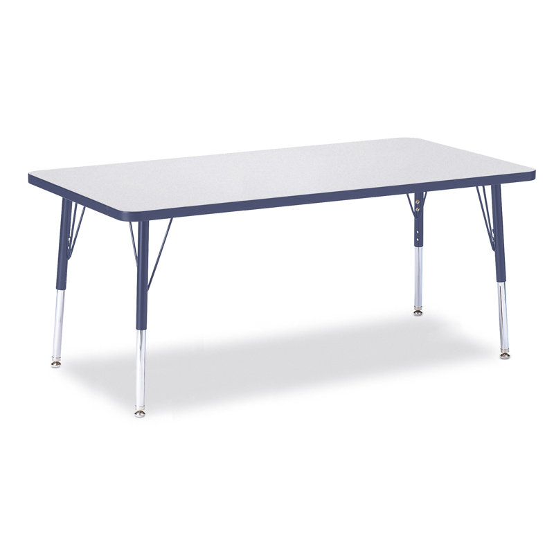 Table rectangulaire Berries, 30 po x 60 po, Gris et bleu marine, Jambe standard élémentaire 15" - 24"