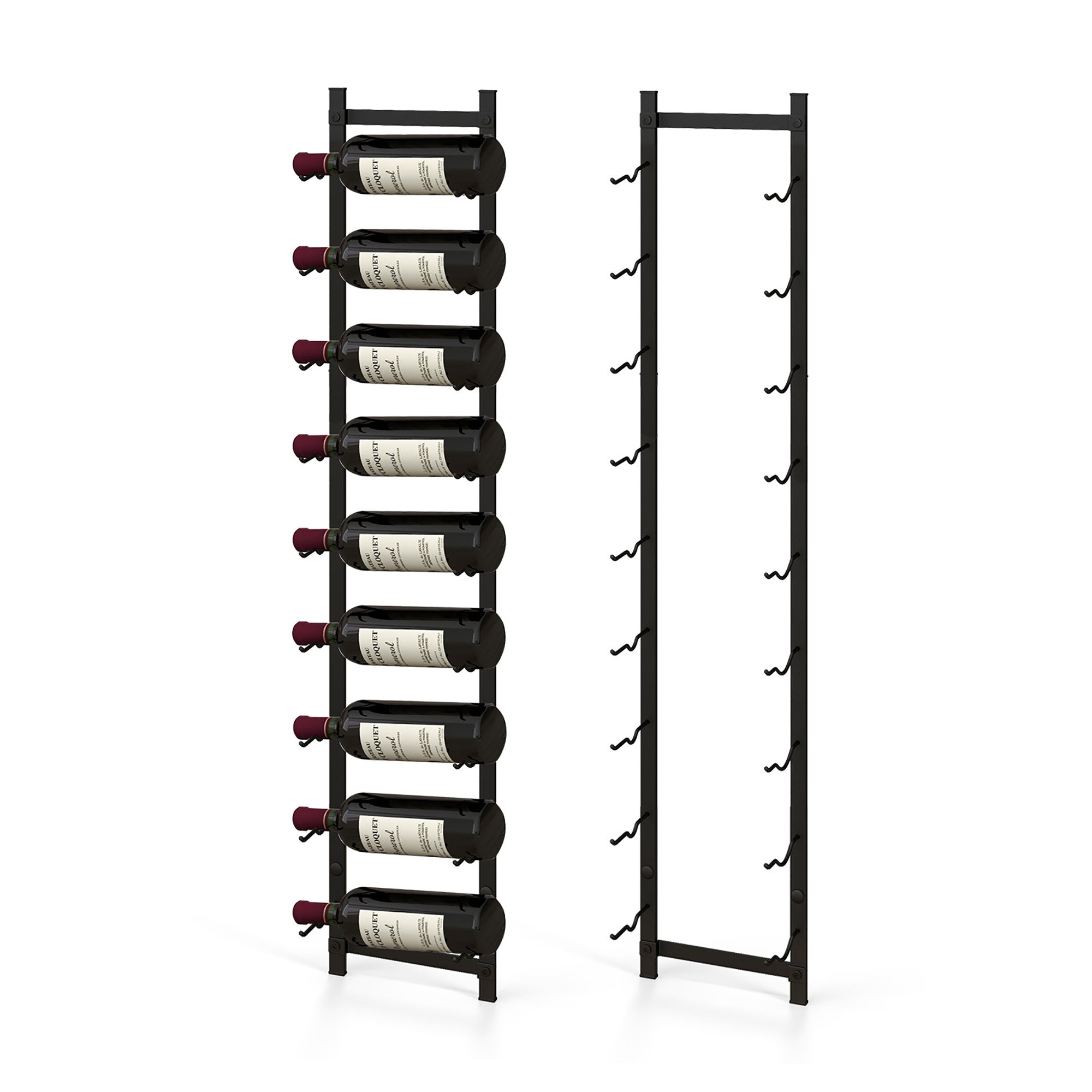 Prep & Savour 9 Bottle Wall Mounted Wine Bottle Rack in Black | Wayfair
