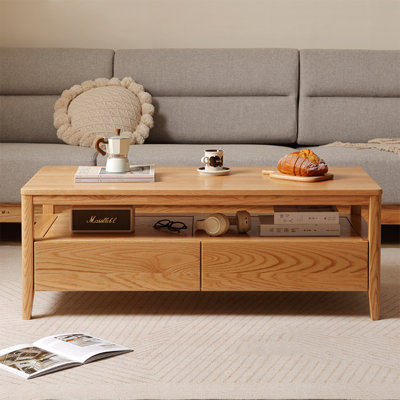 Rectangular solid wood coffee table