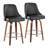 Studded Marcel 27" Fixed-Height Counter Stool With Bent Wood Legs & Round Footrest - Set Of  2-122027084-109575545
