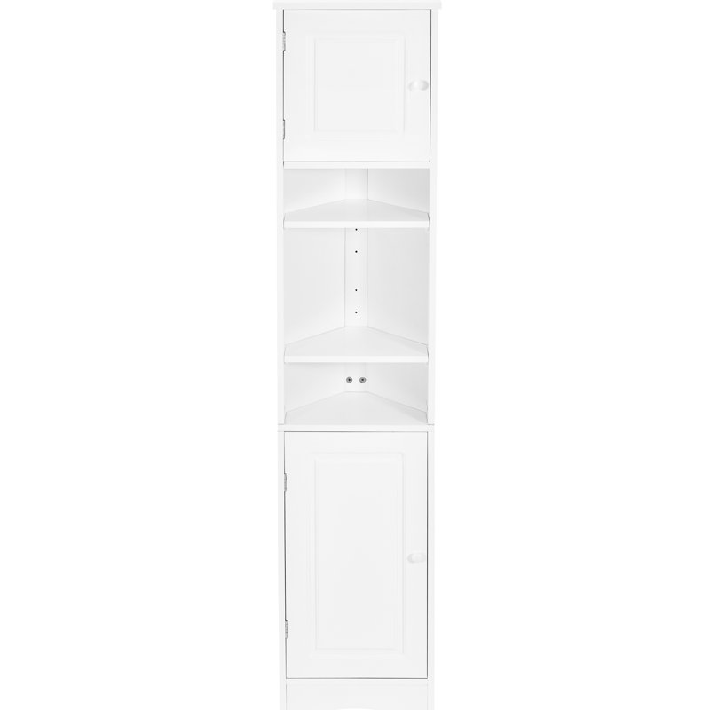 Modern White Bathroom Cabinet With Two Doors And Adjustable Shelves Efficient Movable, White