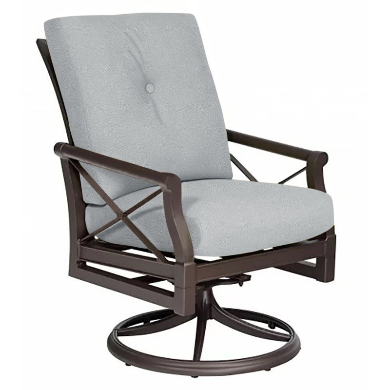 Andover Outdoor Rocker Chair, Chestnut Brown, Impact Vapor Gray Sunbrella®