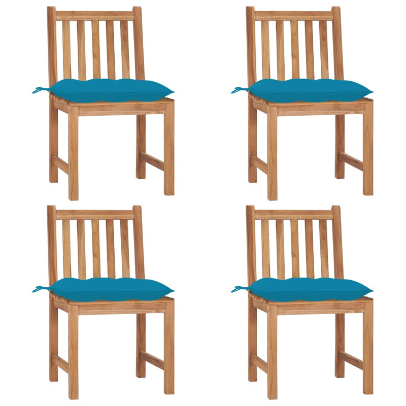 Bryantjr Teak Patio Chair with Cushions, Light Blue