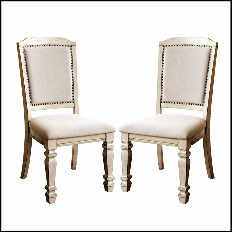 Ensemble de 2 chaises de salle à manger rembourrées en tissu antique et ivoire, alliant confort et élégance pour une expérience culinaire confortable