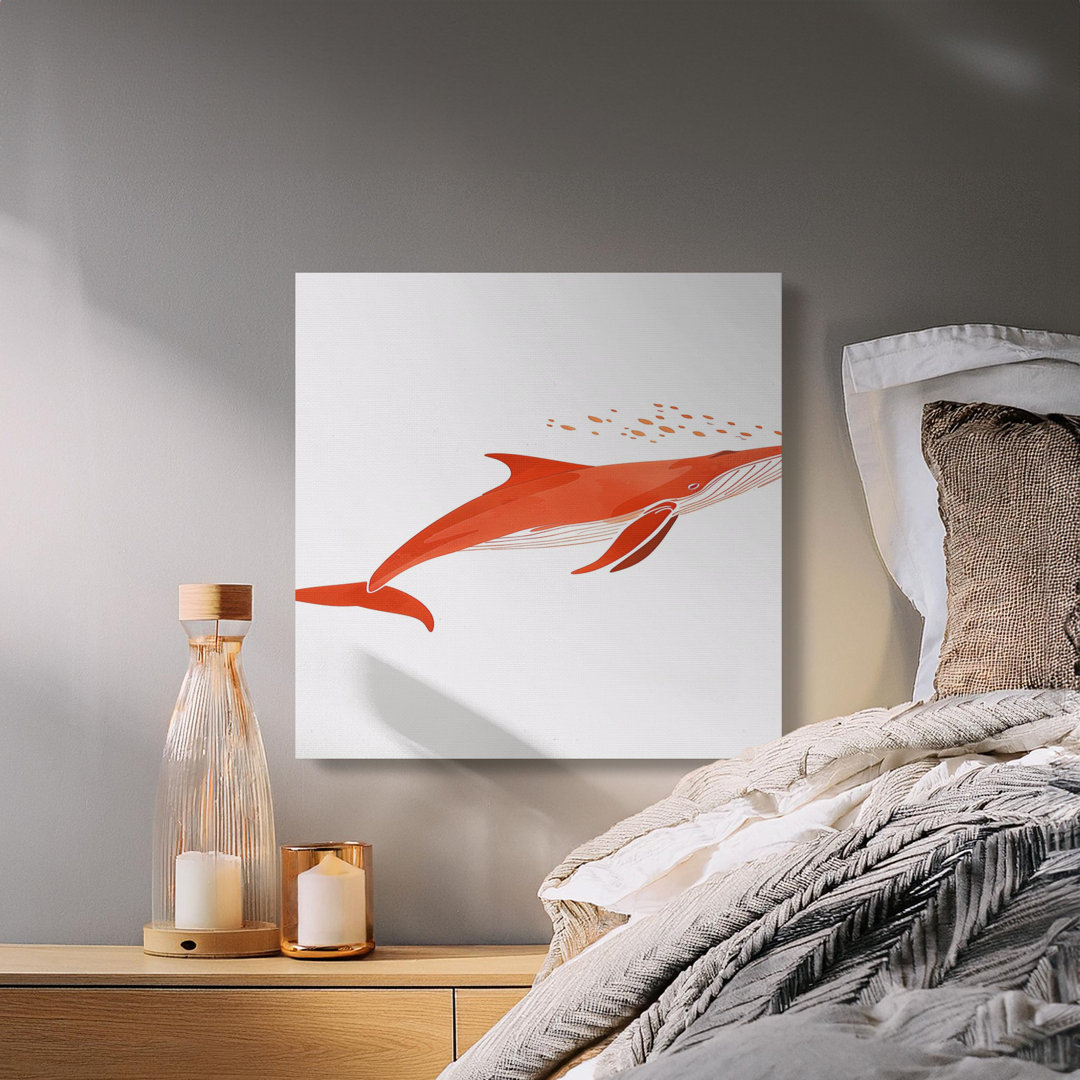 Vibrant Orange Whale Wall Art