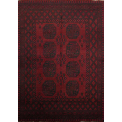 Tribal Red Oriental Elephant Foot Afghan Rug 5x6