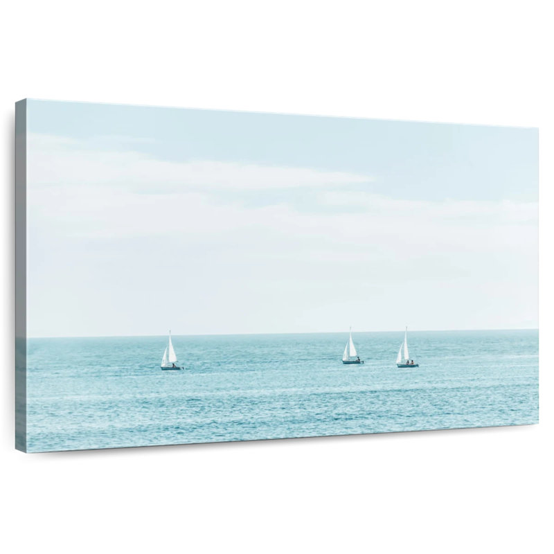 Distant Three Sailboats, 26" H x 39" W