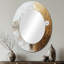 Gold Sahara Desert Abstract Landscape II - Grand miroir mural ovale sur métal-786769788