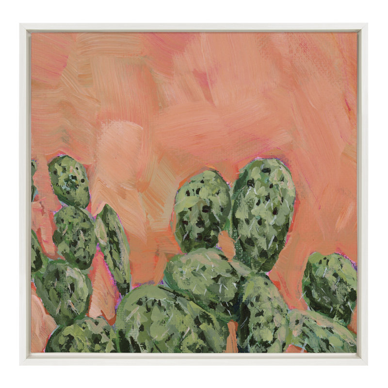 EK Cactus by Emily Kenney - Floater Frame Graphic Art on Canvas