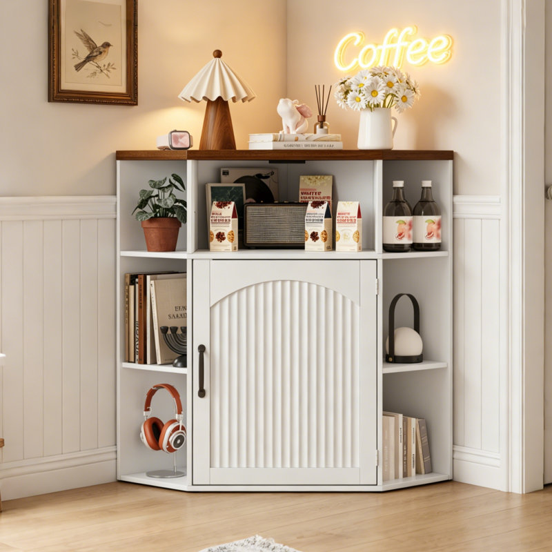 Armoire de rangement d'angle 33 "avec station de charge, White