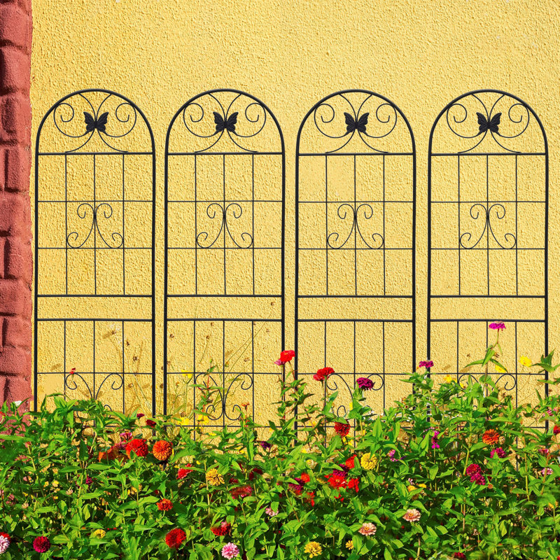 Paquet de 4 treillis de jardin en métal antirouille pour plantes grimpantes, support de fleurs extérieur durable et facile à installer