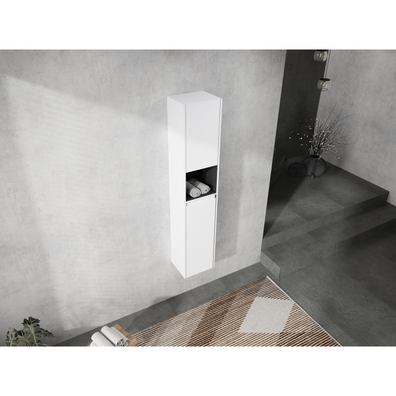 12" Bathroom Side Cabinet,2-Soft Close Doors,Float Mounting Design,12*2(KD-Packing)