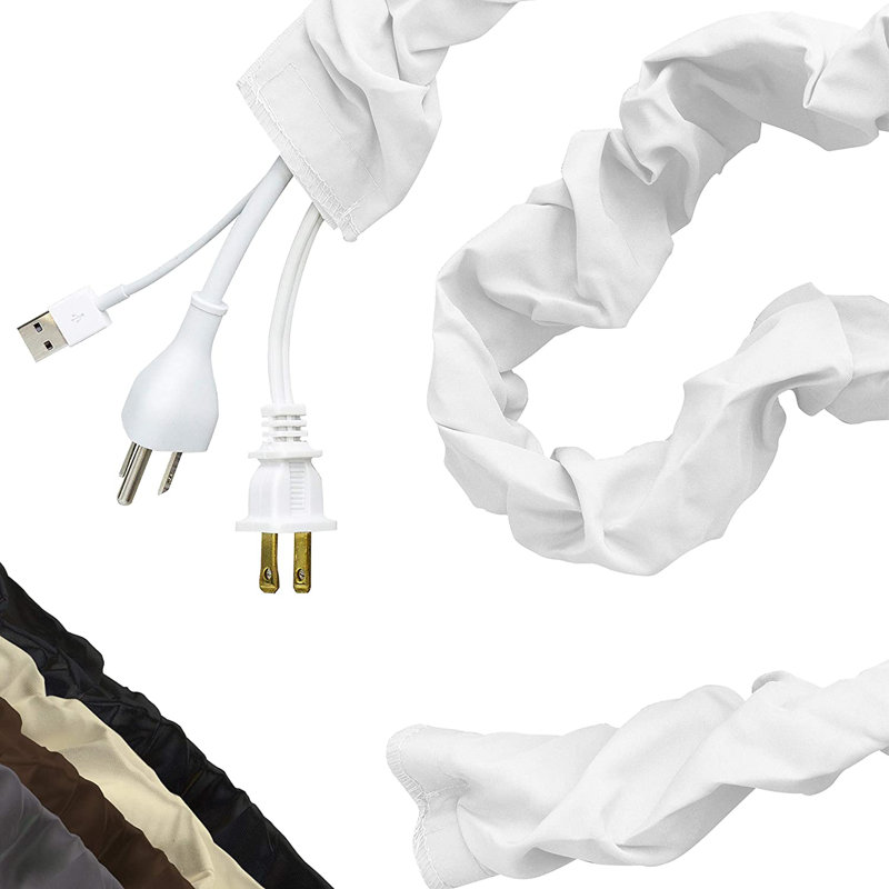 Cordinate 6-ft Fabric Cord Cover, White