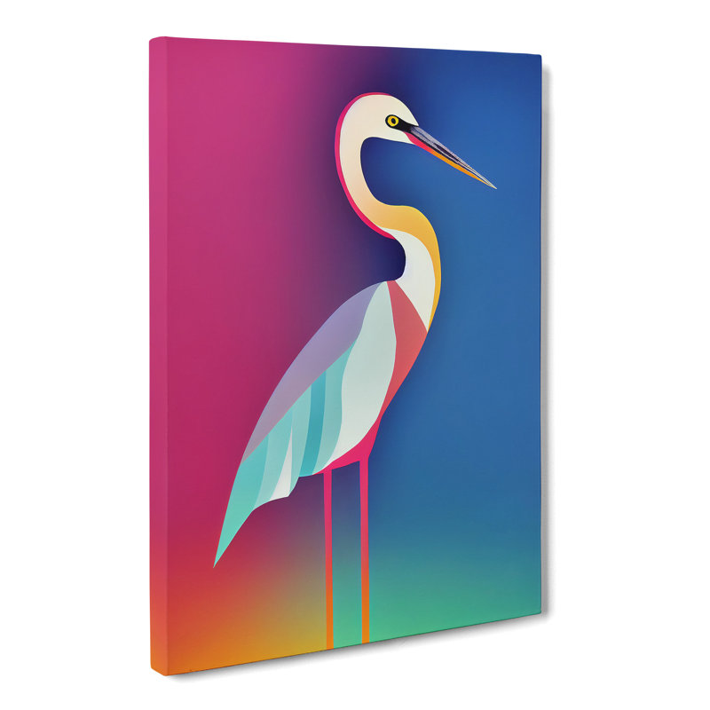 Heron Bird - Wrapped Canvas, 50cm H x 35cm W x 3cm D