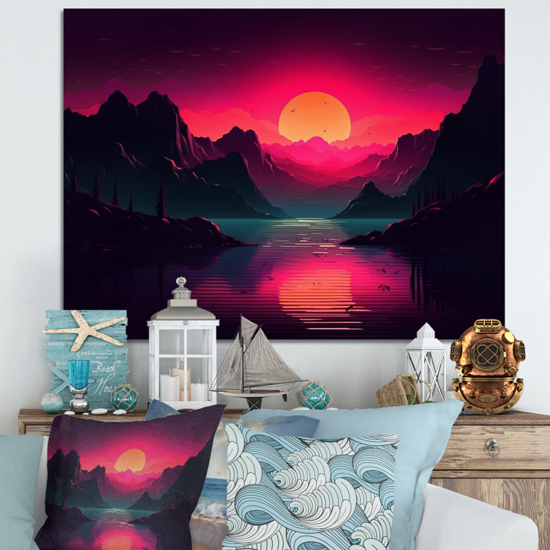 «Pink Dark Sea» sur toile, H 16 po x l 32 po x P 1 po, Toile tendue