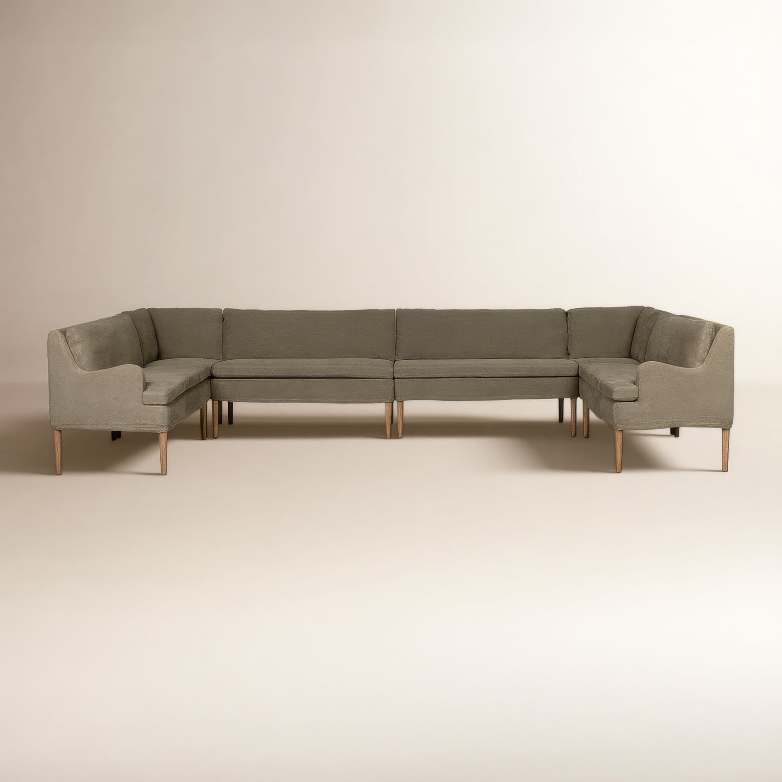 Aurelia Dining Banquette, 34.5" H x 152" W x 75" D, Broadway Olive Linen