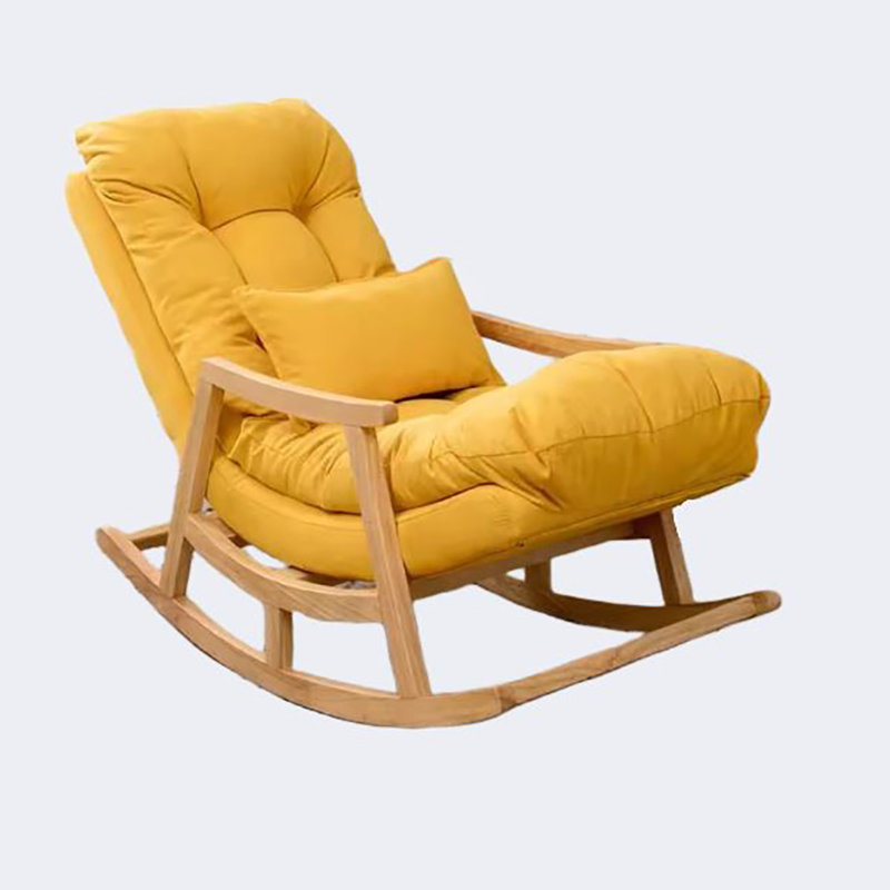 Chaise berçante en bois massif Cloud, Jaune