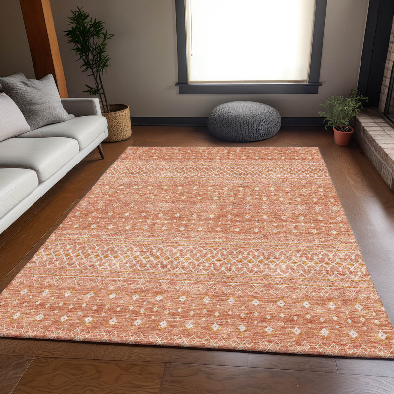 Tapis saumon Prisco lavable à la machine de qualité supérieure, Rectangle 9 pi x 12 pi