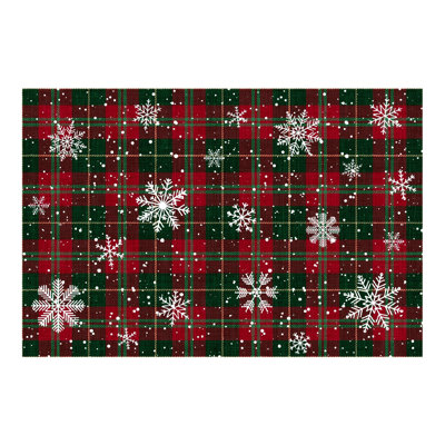 Tapis de Noël à carreaux flocons de neige 3x5 rouge vert
