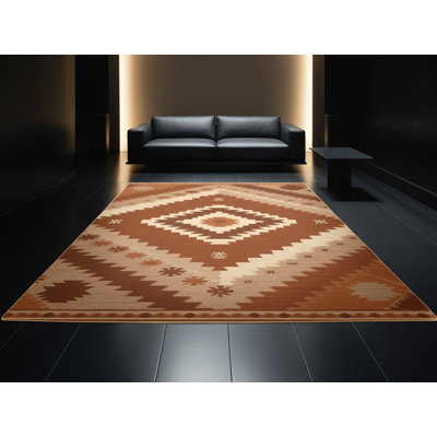 Tapis oriental traditionnel Pauleta lavable à la machine en brun - reliure brun clair