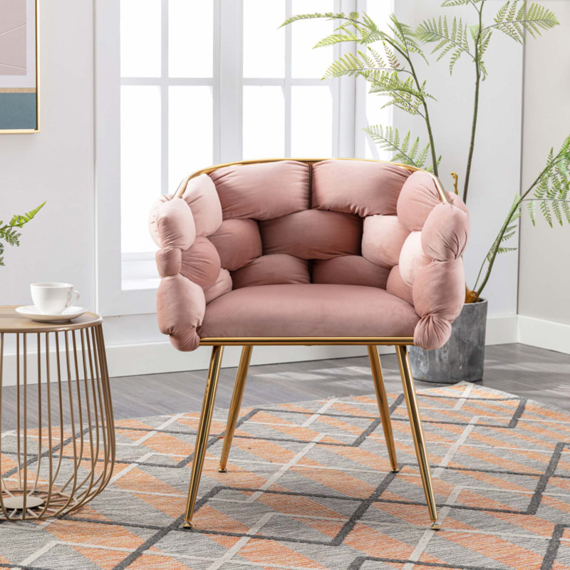 Fauteuil de luxe simple et moderne en velours, Rose