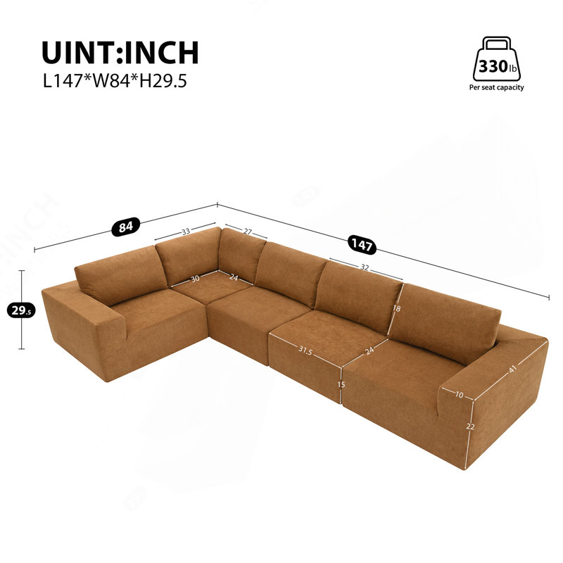 Versatile Modular Sofa Set For Home, No Assembly, Comfortable And Stylish, Brown Fabric