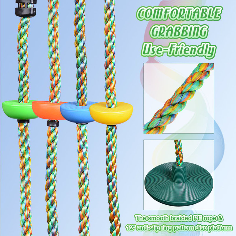 Goodwish 12'' Disc Swing with Mounting Hangers and Chains, 78.74", Dark Green