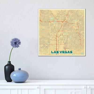 Las Vegas Retro Urban Blueprint Map by Hubert Roguski - Wrapped Canvas Print