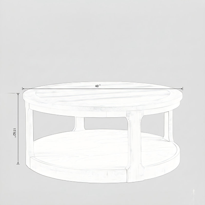 40-Inch Large Curved Two-Tier Traditional Round Wooden Centre Coffee Table, Mid-Century Rounded Design With Casters, Rustic Style Table For Living Room, Office, Apartment, Brown