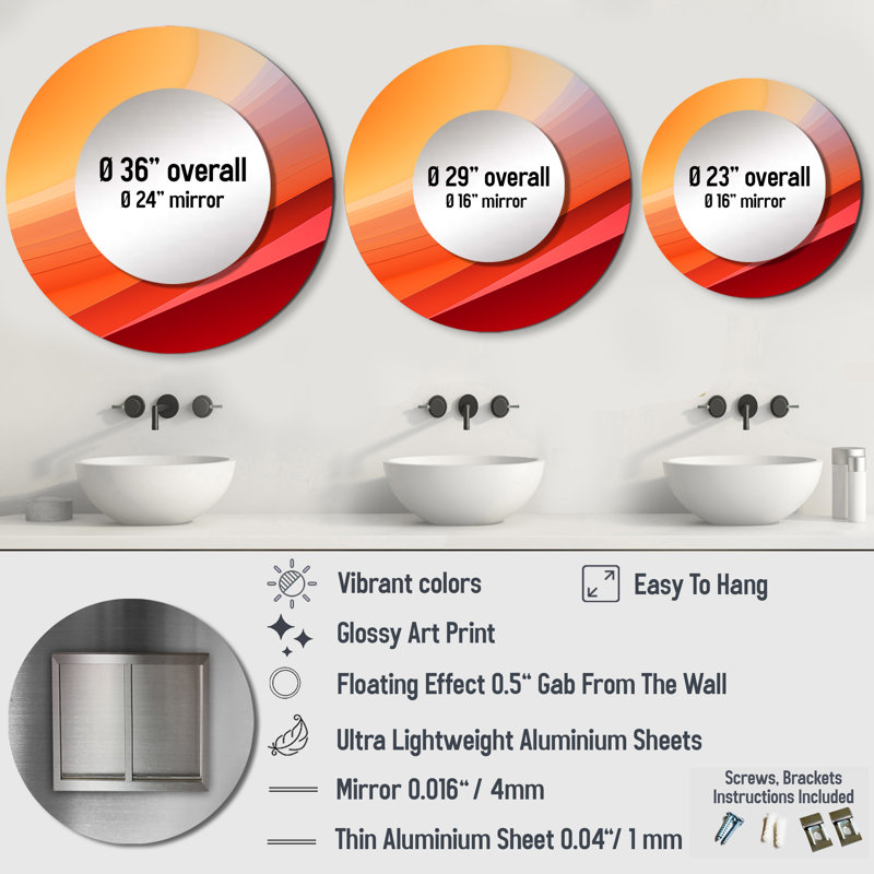 Orange Spectral Slice - Abstract Shapes Round Mirror Wall Decor_MTMIR119171, 36" x 36"