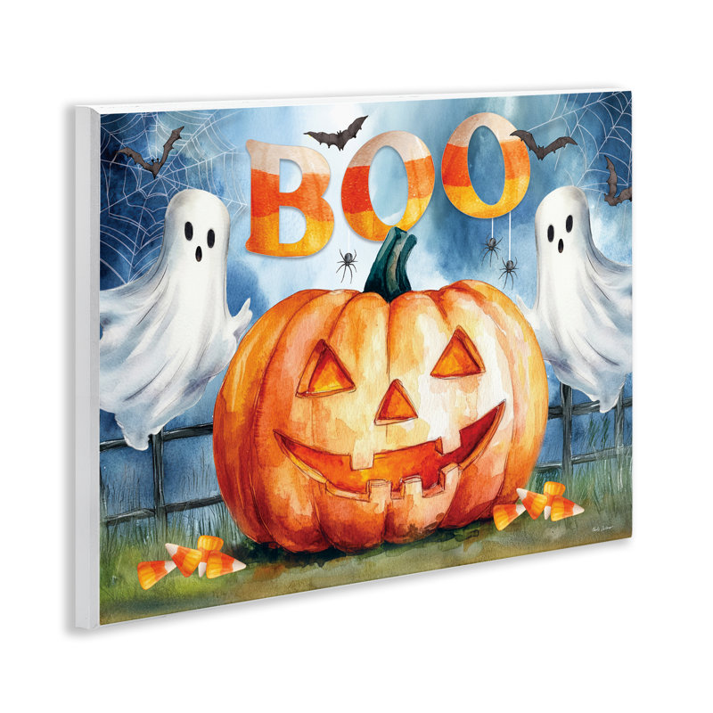 Boo Ghost & Jack-o-Lantern, plaque murale par Nicole DeCamp