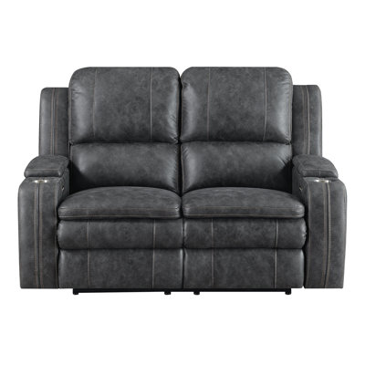 Alaattin 61'' Wide Power Reclining Loveseat with cupholder and storage in each arm (Gray color)
