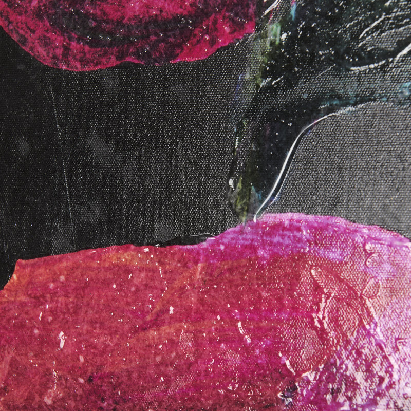 Midnight Flower I a Hand Embelished Textured Canvas, 60" H x 40" W x 1.5" D