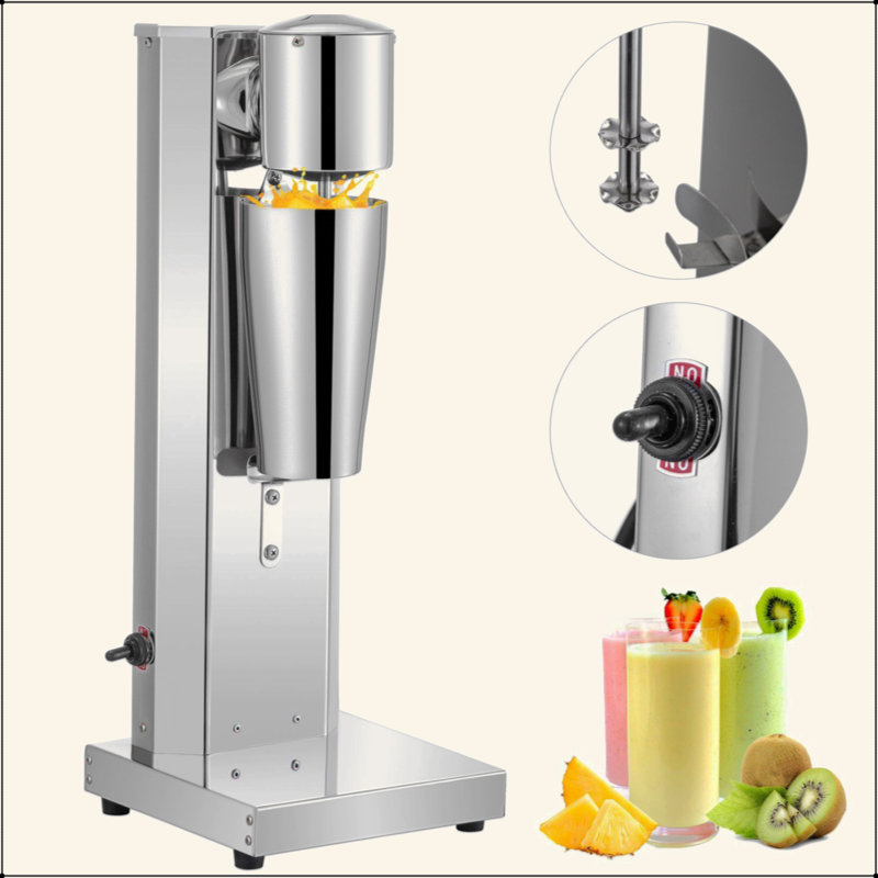 Ensemble de machine à milkshake VEVOR, machine à milkshake électrique en acier inoxydable, machine à milkshake de 180 W, machine à milkshake classique à une tête avec tasse de 800 ml, machine à milkshake argentée, 2 vitesses réglables