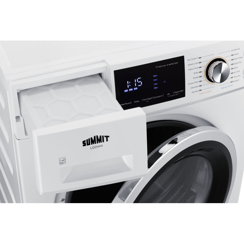 Summit 4.4 Cu. Ft. White Stackable Electric Dryer with Moisture Sensing