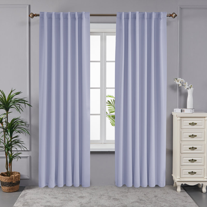Taburao Back Tab Room Darkening Curtain Pair, 42" W x 45" L, Light Purple
