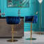 Tabourets de bar (2), velours bleu marine, pieds dorés, repose-pieds et base, hauteur réglable 2 avec tissu en velours et pivot-1068614244