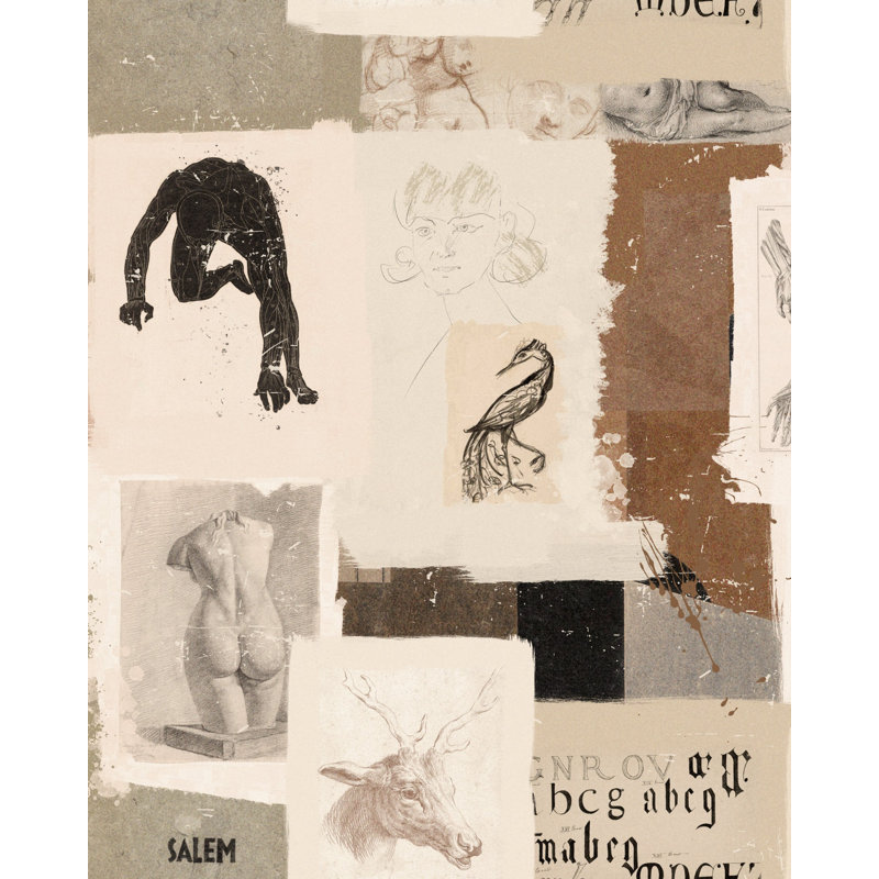 The Artists House Wallpaper Roll, Taupe/Brown/Beige/Gray