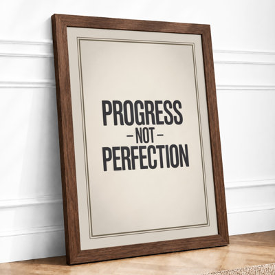 Progress Not Perfection Typography - Framed Print