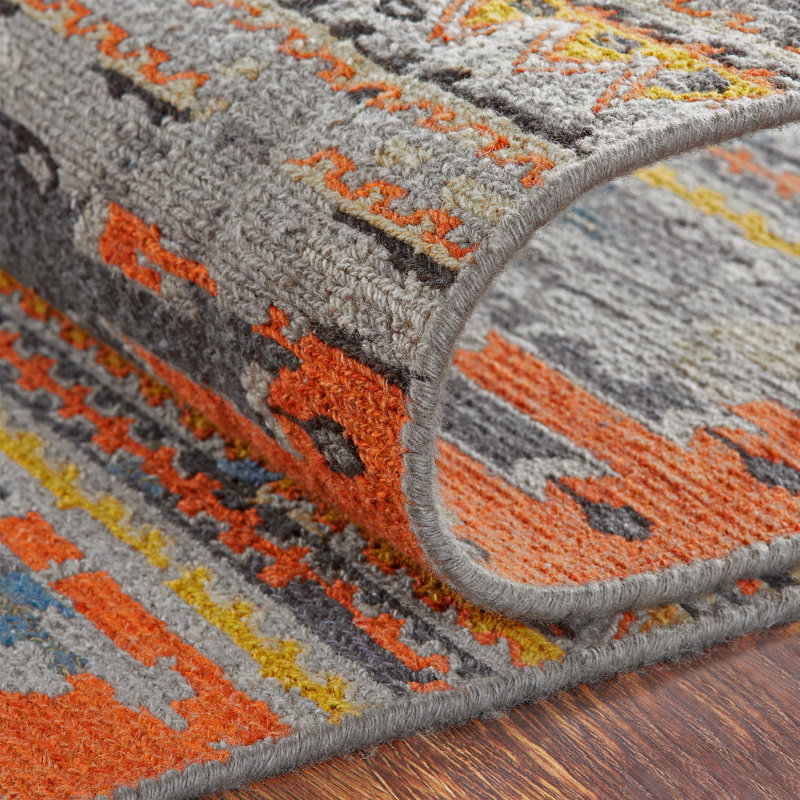Zahara Hand Knotted Wool Area Rug, Rectangle 4' x 6'