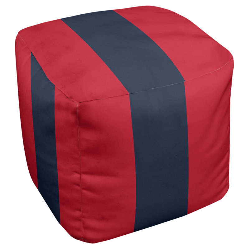 Repose-pieds cube à rayures de floride, H 18 po x l 18 po x P 18 po, Rouge / bleu marine / rouge