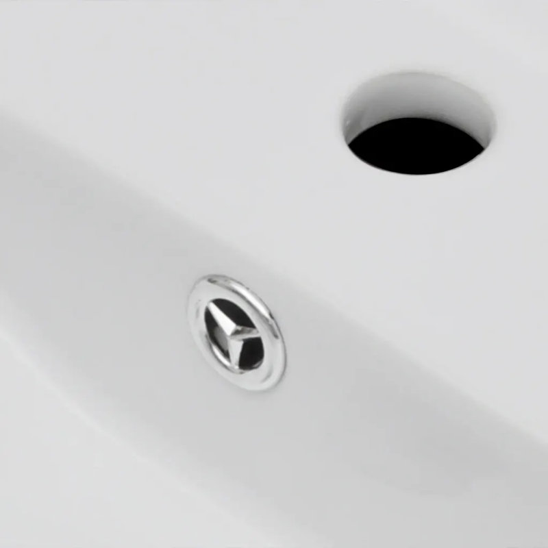 Belfry Bathroom Rolen 465mm L Ceramic Rectangular Sink with Overflow, White