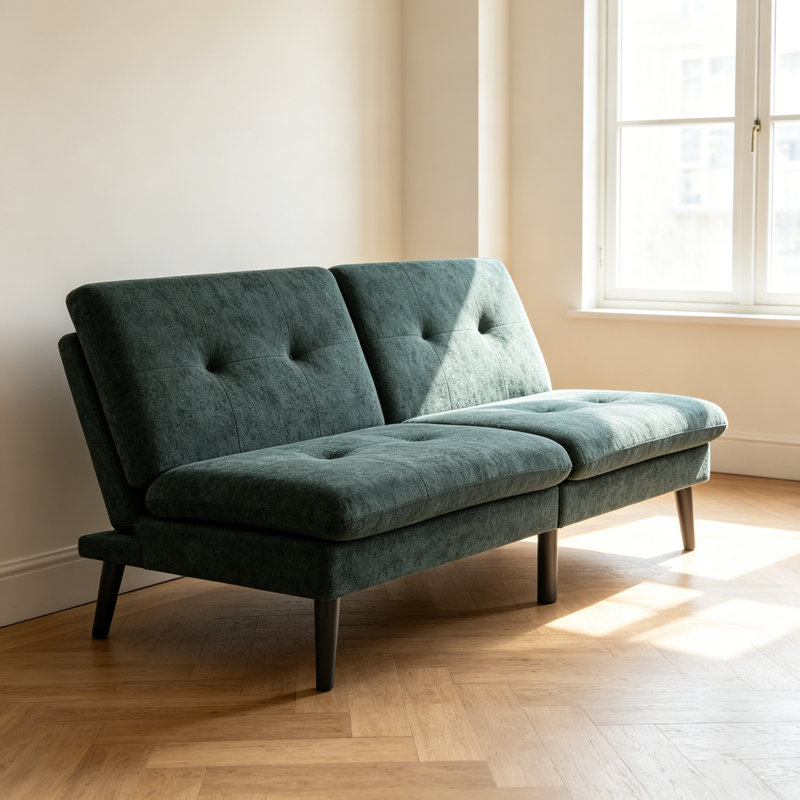 Polyester Blend Easy Convert Futon with Tufted Back and Seat