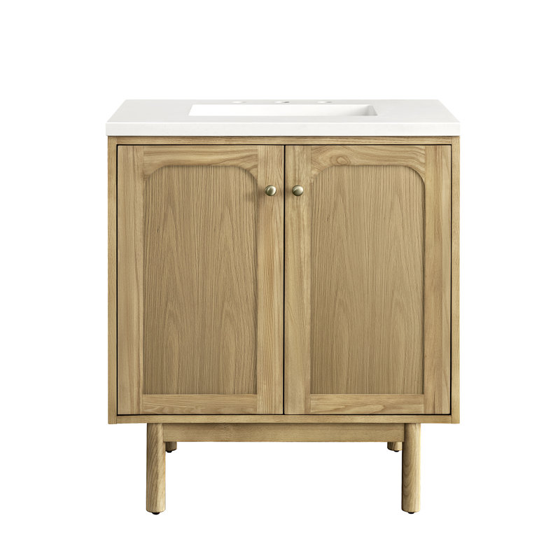 Laurent 30'' W Single Vanity, White Zeus, 8" Widespread, Light Natural Oak