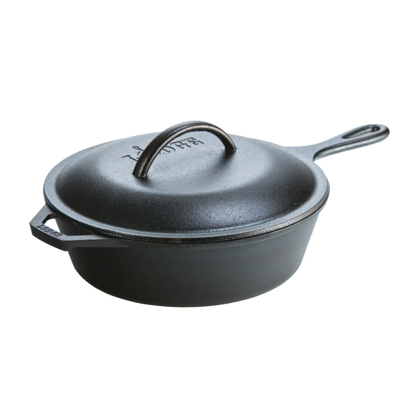 Black Cast Iron 3.2 Qt Round Skillet with Lid