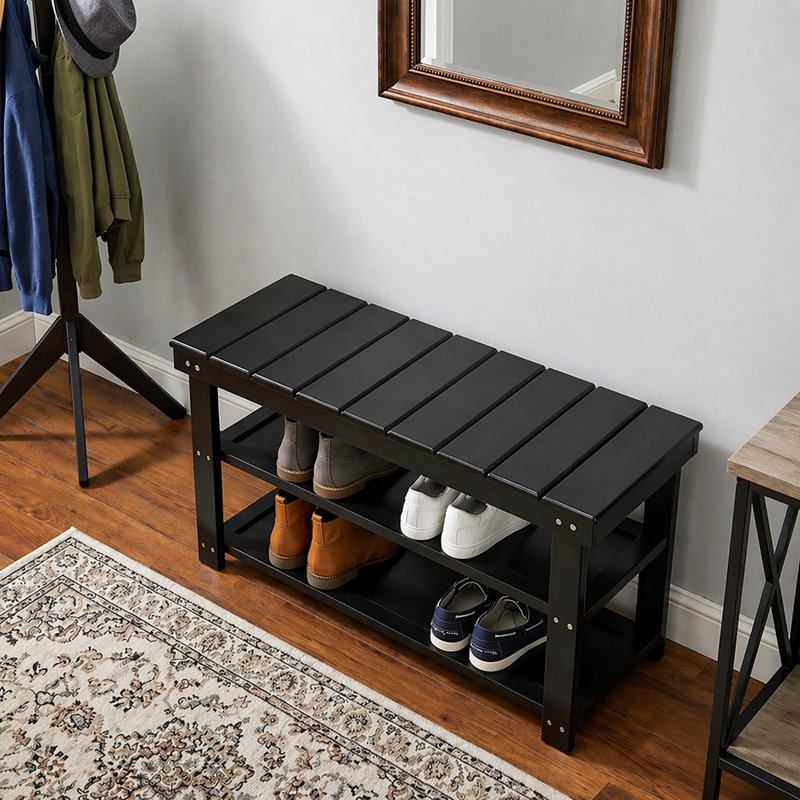 Banc de rangement pour chaussures Carrold, Noir