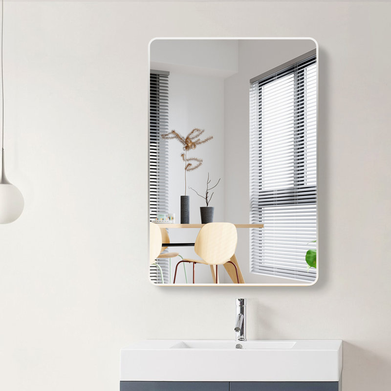 Shatterproof Aluminum Rectangular Wall Mirror, Silver, 36" x 24"