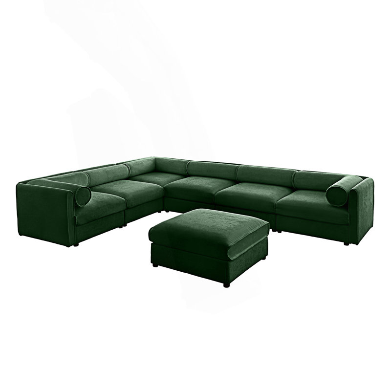 Large Modular Sectional Sofa, Sectional Couch With Storage, Green Chenille